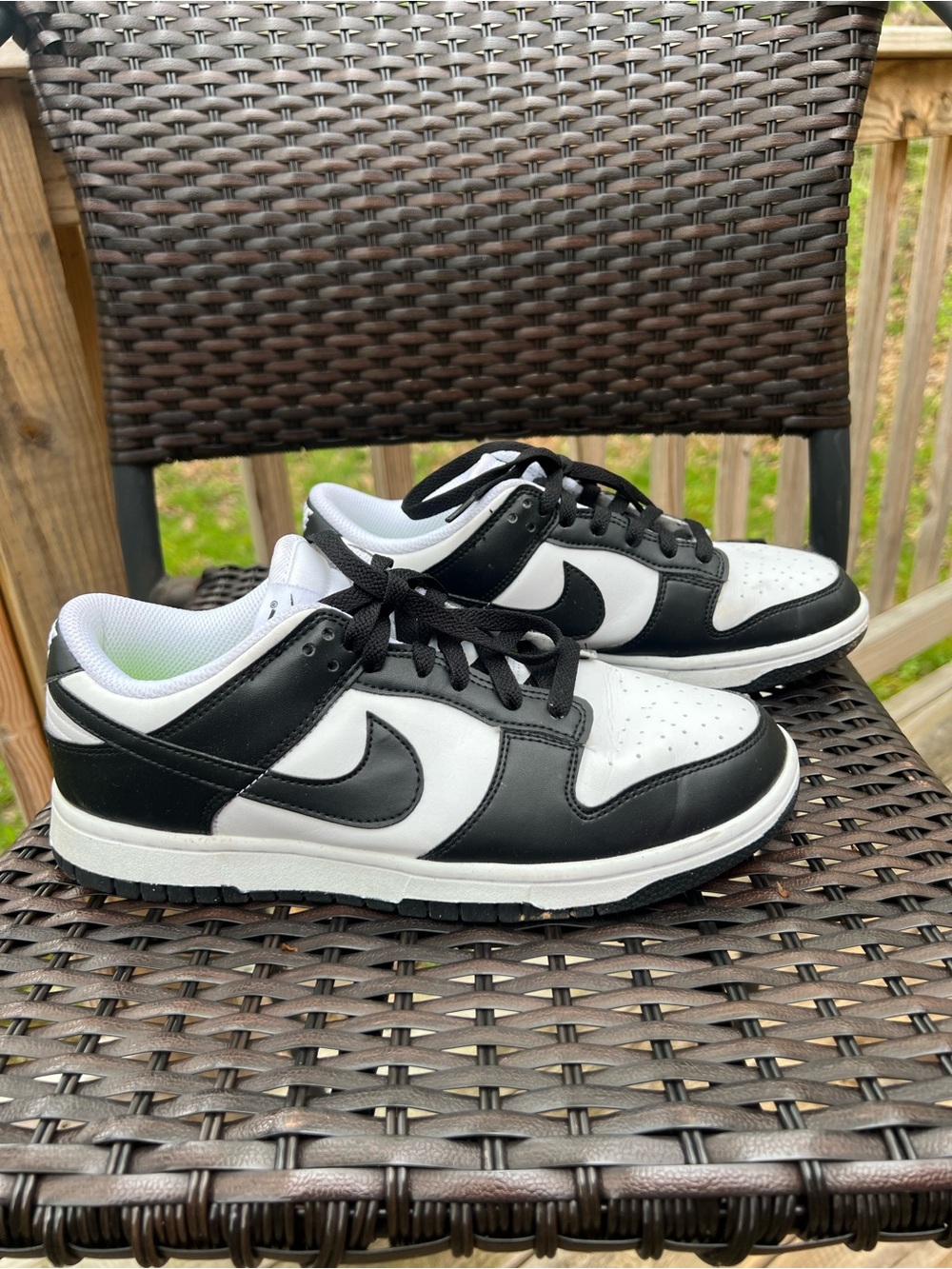 Nike Women’s Black and White Low-Top Dunks - Classic Swoosh Design